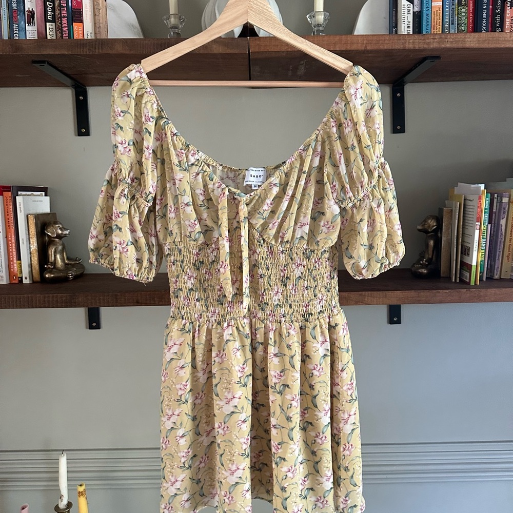 Sabo Skirt Floral Yellow Mini Dress